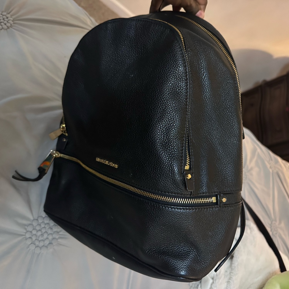 Michael Kors Rhea Zip Medium Leather Backpack, Black
